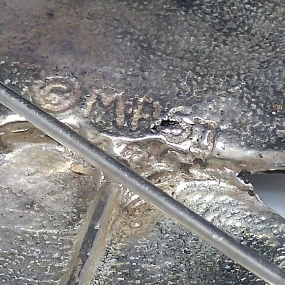 Vintage Signed Silver Plated Flower Brooch & Pendant, Large Floral Pin - Picture 4 of 10